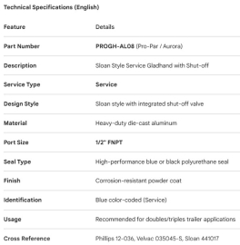 PROPAR GLADHAND SERVICE SLOAN STYLE W/SHUTOFF