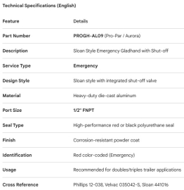 PROPAR GLADHAND EMERGENCY SLOAN STYLE W/SHUTOFF
