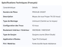 PROPAR WHEEL HUB TN 10 HOLE UNIMNT 212049/218248 SHORT STUD