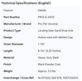 PROPAR SAND SHOE AXLE