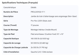 PROPAR NON-GEAR LEG 17" JOST STYLE INSIDE MNT CUSHFT