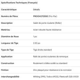 PROPAR ROLL-UP DOOR ROLLER 1" - 2.50" STEEL