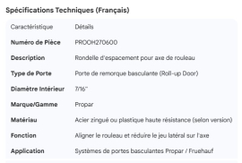 PROPAR ROLL-UP DOOR ROLLER SHAFT SPACE WASHER 7/16"