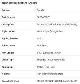PROPAR SLACK ADJUSTER 1-1/2" - 28 SPLINE AUTO 5-1/2"