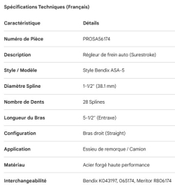 PROPAR SLACK ADJUSTER 1-1/2" - 28 SPLINE AUTO 5-1/2" BENDIX