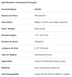 PROPAR SLACK ADJUSTER 1-1/2" - 28 SPLINE AUTO 5-1/2"