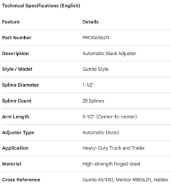 PROPAR SLACK ADJUSTER 1-1/2" - 28 SPLINE AUTO 5-1/2"