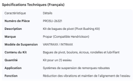 PROPAR PIVOT BUSHING KIT VANTRAXX (1 AXLE)
