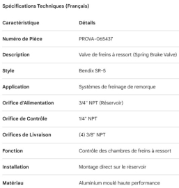 PROPAR SPRING BRAKE VALVE BENDIX SR-5