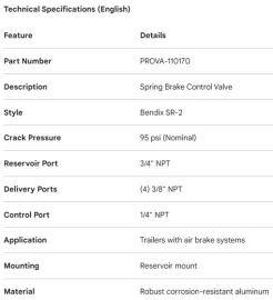 PROPAR SPRING BRAKE CNTRL VALVE