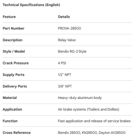 PROPAR RELAY VALVE BENDIX RG-2
