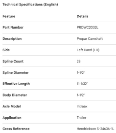 PROPAR CAMSHAFT LH INTRAAX S-24636-1L