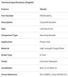 PROPAR CAMSHAFT BRACKET LH