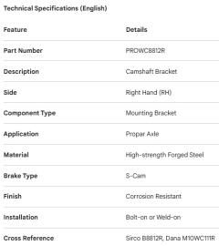 PROPAR CAMSHAFT BRACKET RH