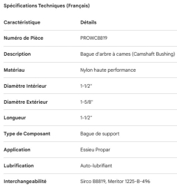 PROPAR CAMSHAFT BUSHING