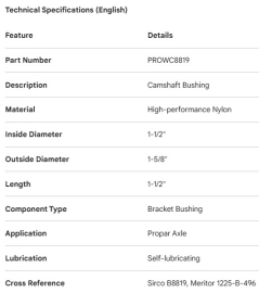 PROPAR CAMSHAFT BUSHING