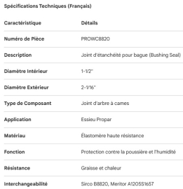 PROPAR CAMSHAFT BUSHING SEAL 1-1/2 ID / 2-1/16 OD