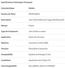 PROPAR CAMSHAFT BUSHING SEAL