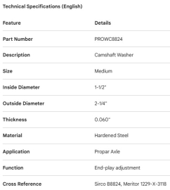 PROPAR CAMSHAFT WASHER MEDIUM
