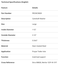 PROPAR CAMSHAFT WASHER LARGE