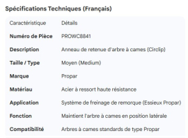 PROPAR CAMSHAFT LOCK RING MEDIUM