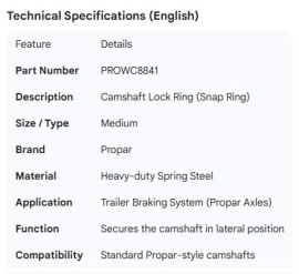 PROPAR CAMSHAFT LOCK RING MEDIUM