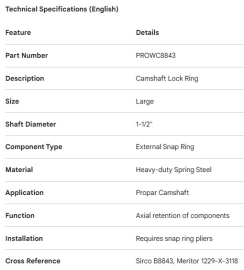 PROPAR CAMSHAFT LOCK RING LARGE