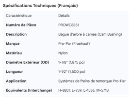 PROPAR CAMSHAFT BUSHING