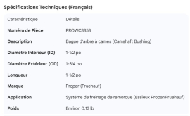 PROPAR CAMSHAFT BUSHING