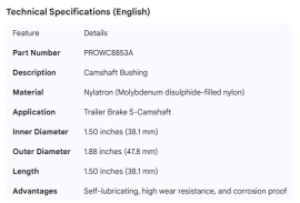 PROPAR CAMSHAFT BUSHING NYLATRON
