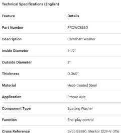 PROPAR CAMSHAFT WASHER