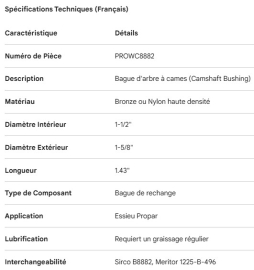 PROPAR CAMSHAFT BUSHING