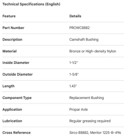 PROPAR CAMSHAFT BUSHING