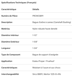 PROPAR CAMSHAFT BUSHING