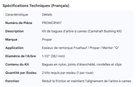 PROPAR CAMSHAFT BUSHING KIT