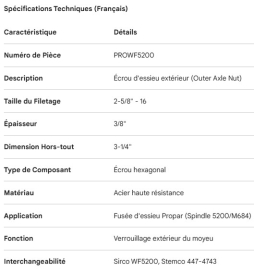 PROPAR OUTER AXLE SPINDLE NUT 5200/M684