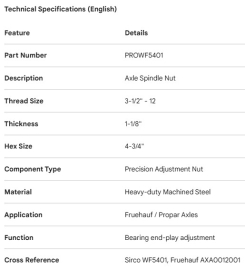 PROPAR AXLE SPINDLE NUT