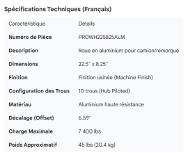 PROPAR WHEEL ALUM 11.22.5 X 8.25 MACHINE FINISH