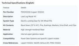 POWER GEAR REPAIR KIT