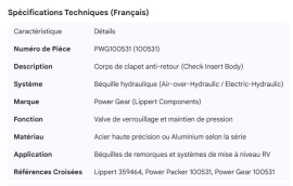 POWER GEAR CHECK INSERT BODY