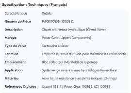 POWER GEAR CHECK VALVE