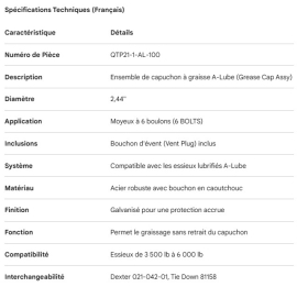 GREASE CAP ASSY A-LUBE W/VENT PLUG 2.44" - 6 BOLTS