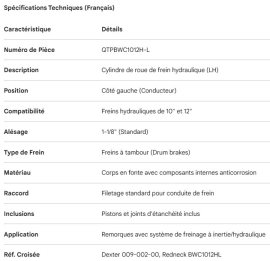 CYLINDRE DE FREIN HYDRAULIQUE