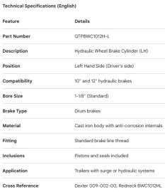 CYLINDRE DE FREIN HYDRAULIQUE