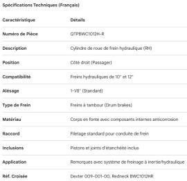 CYLINDRE DE FREIN HYDRAULIQUE