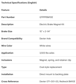 AIMANT DE FREIN &Eacute;LECTRIQUE 10" STYLE DEXTER