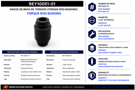 REYCO SUSPENSION TORQUE ROD BUSHING 3-3/8"