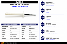 NYLON UNITAP RIVET 1/4" X 1-1/2"