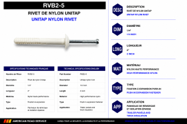 NYLON UNITAP RIVET 1/4" X 2"