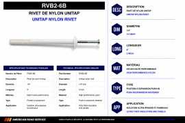 NYLON UNITAP RIVET 1/4" X 3"